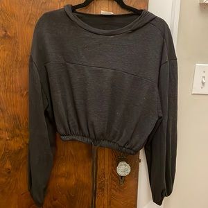 Cinched Drawstring Cropped Hoodie